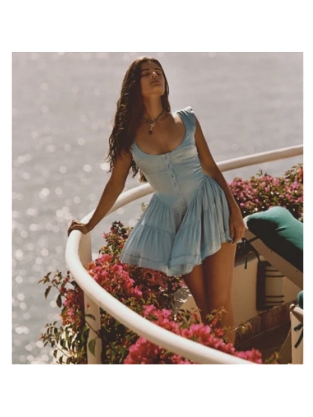 Vanessa Mooney Light Blue Button-Front Mini Sundress - Picture 14 of 16